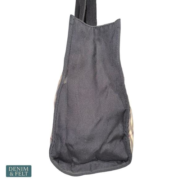 Burberry Nova Check Canvas Tote Bag Beige Black Red Plaid Shoulder Shopper Italy - Picture 7 of 14